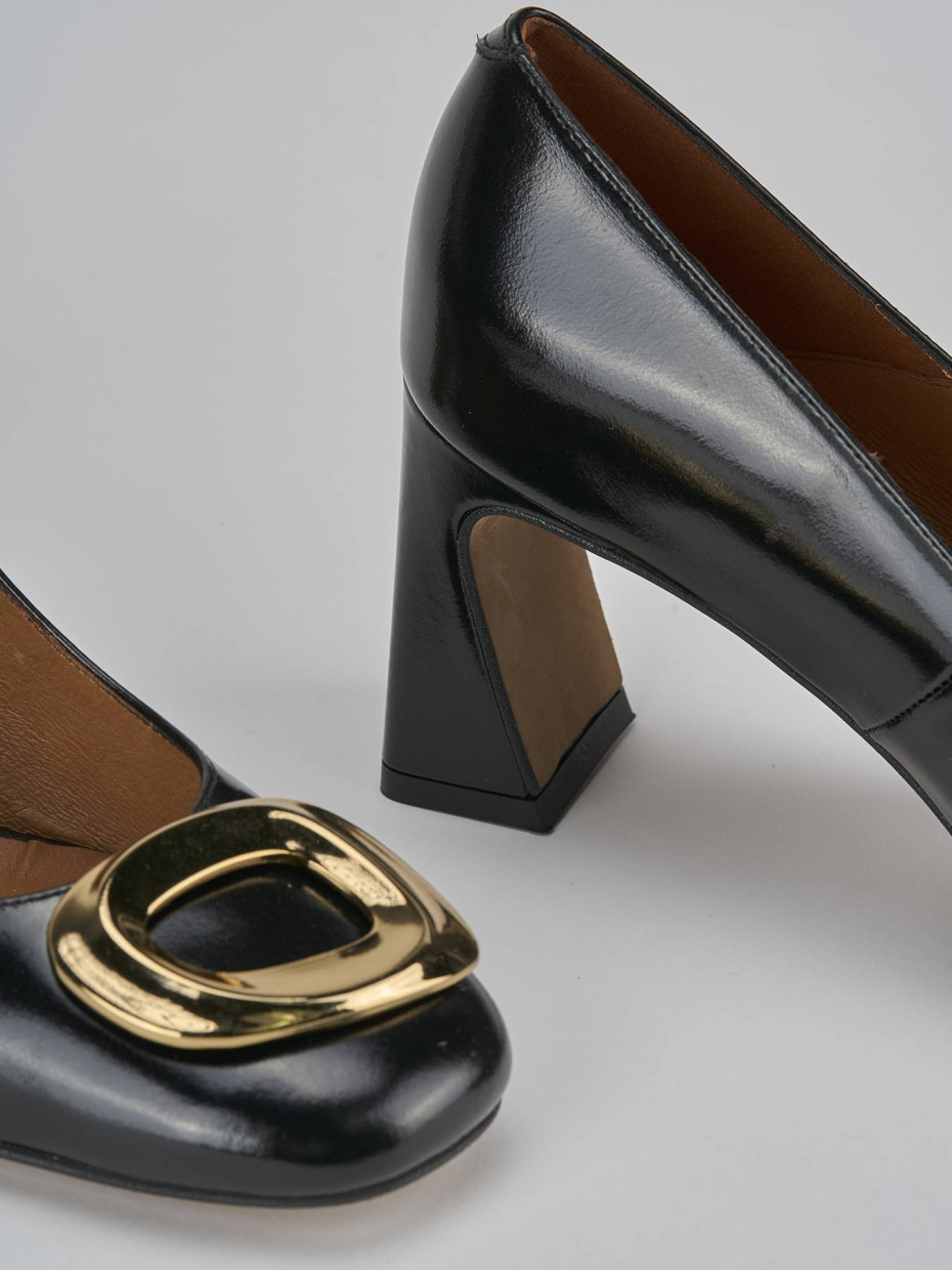 Décolleté e slingback tacco 7cm pelle nero