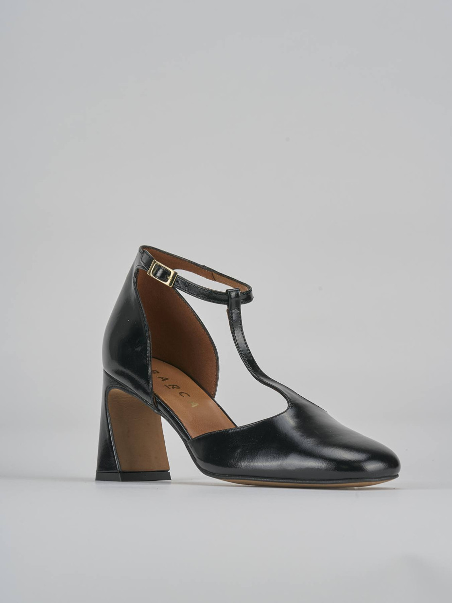 Décolleté e slingback tacco 7cm pelle nero