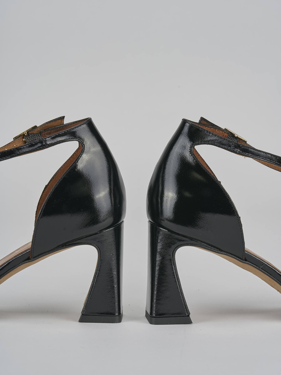 Décolleté e slingback tacco 7cm pelle nero