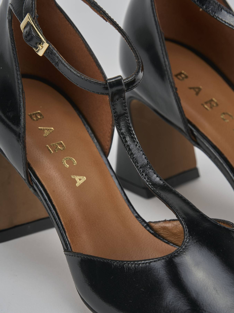 Décolleté e slingback tacco 7cm pelle nero