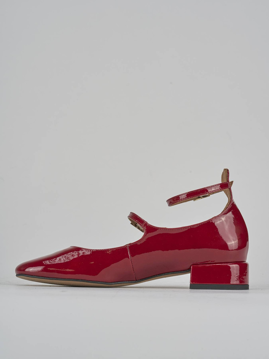 Ballerine tacco 2cm vernice rosso