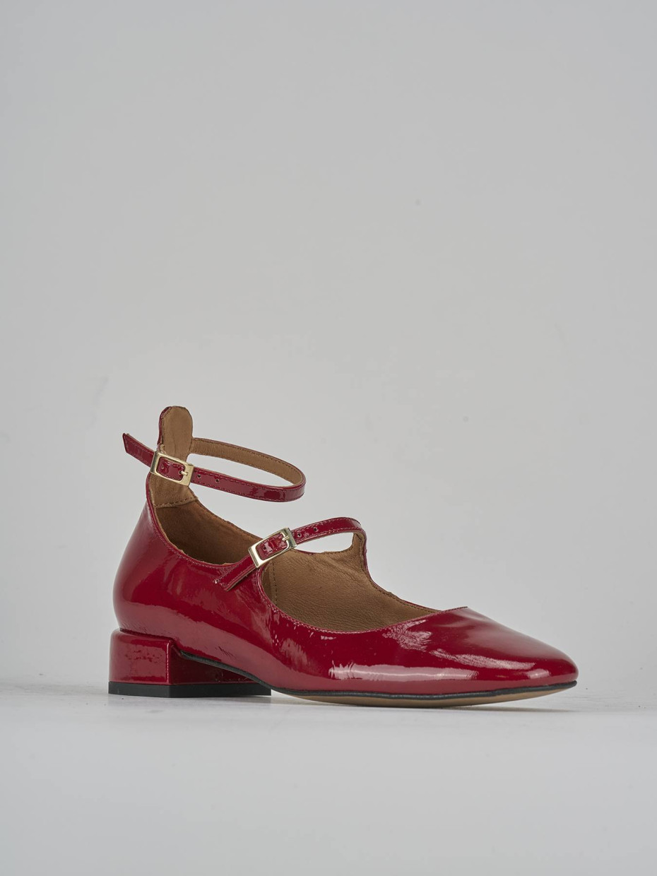 Ballerine tacco 2cm vernice rosso