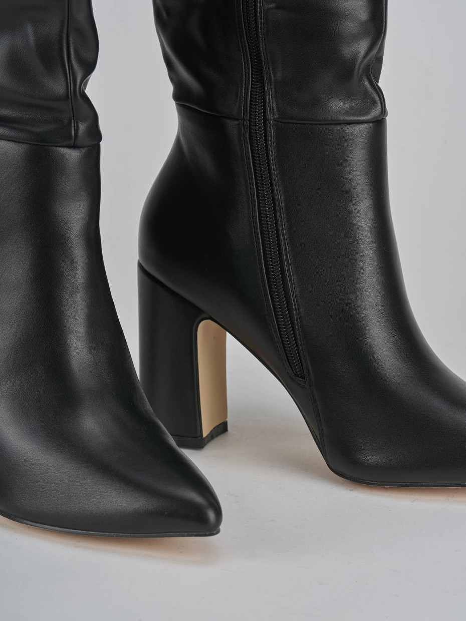 Stivali tacco 10cm pelle nero