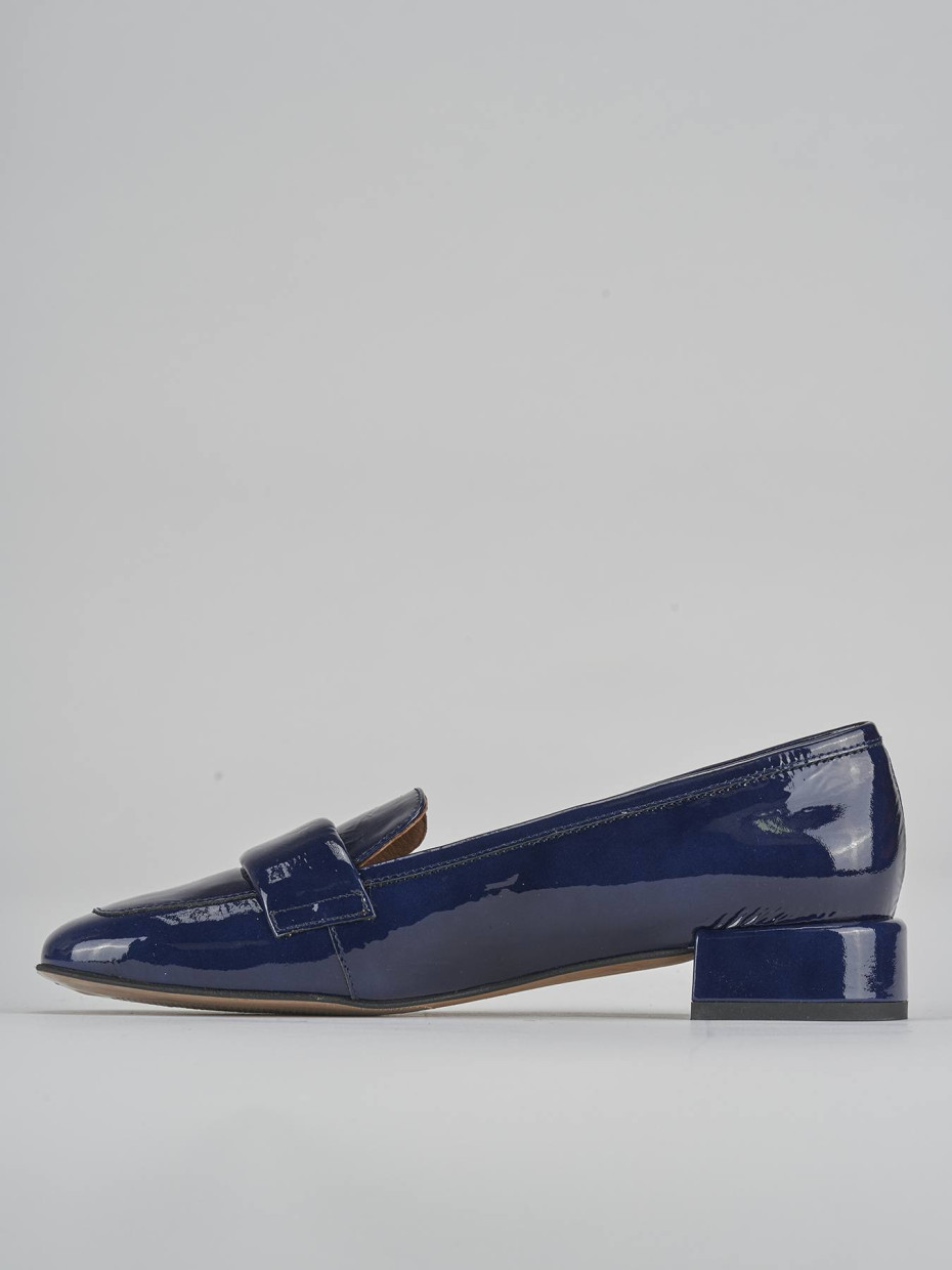 Mocassini tacco 2cm vernice blu