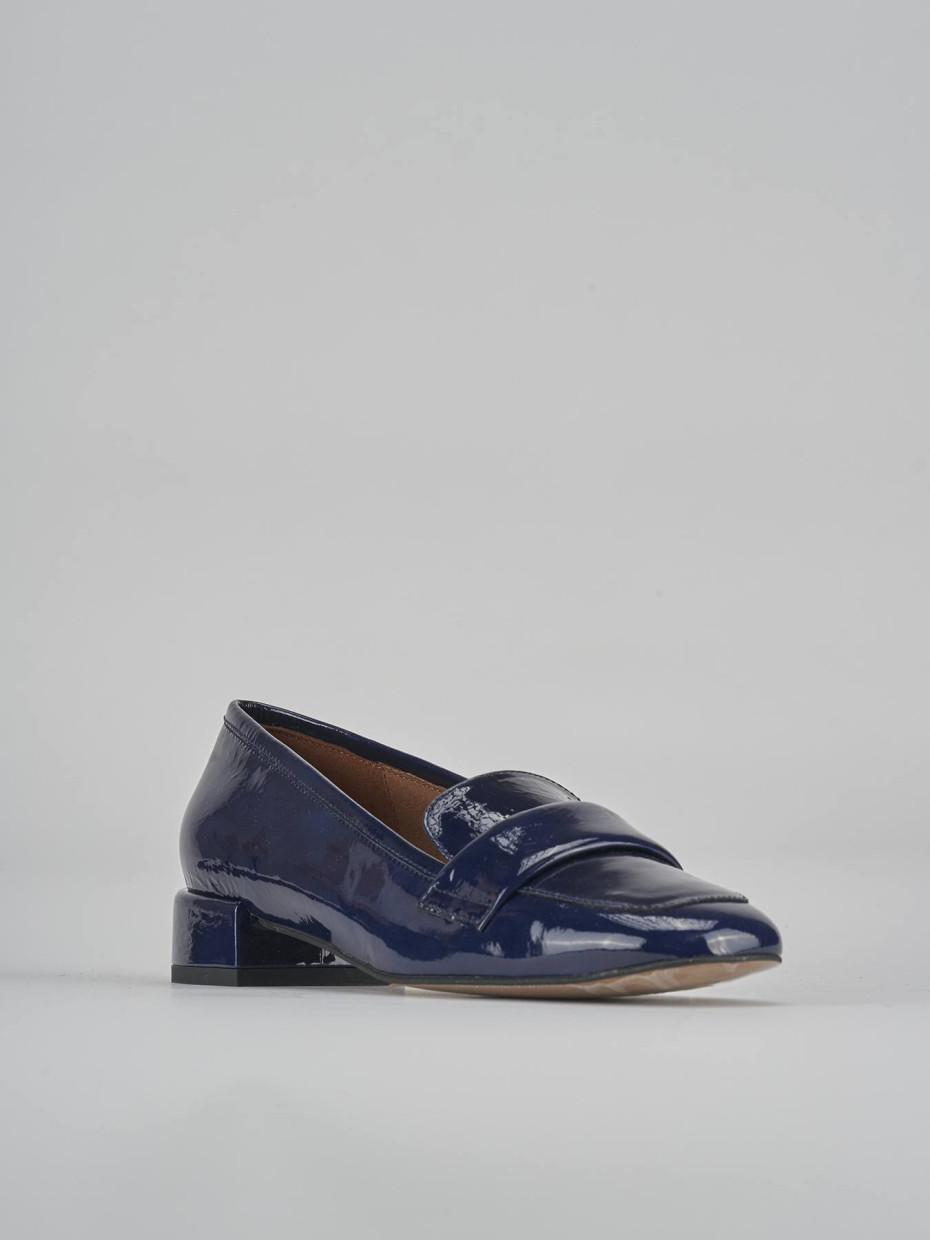 Mocassini tacco 2cm vernice blu