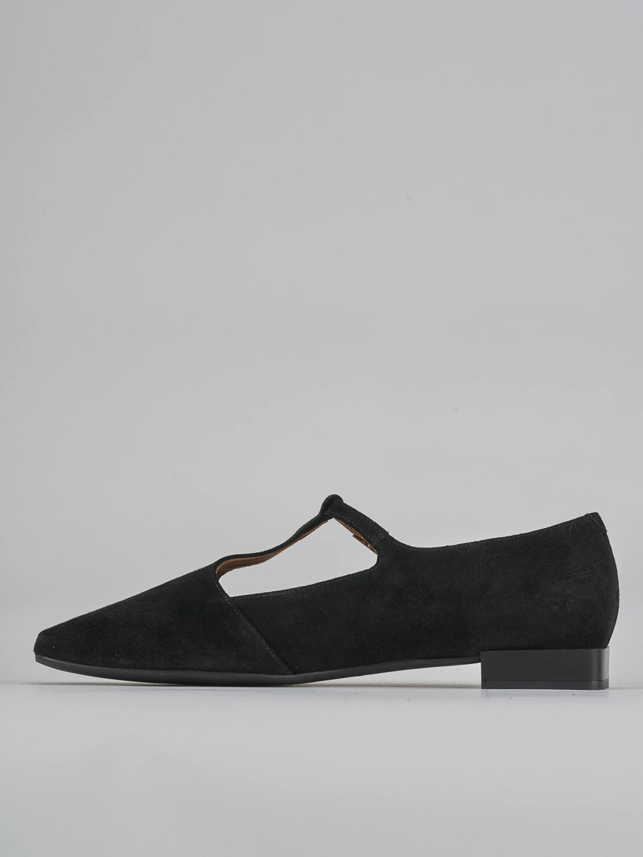 Ballerine tacco 1cm camoscio nero