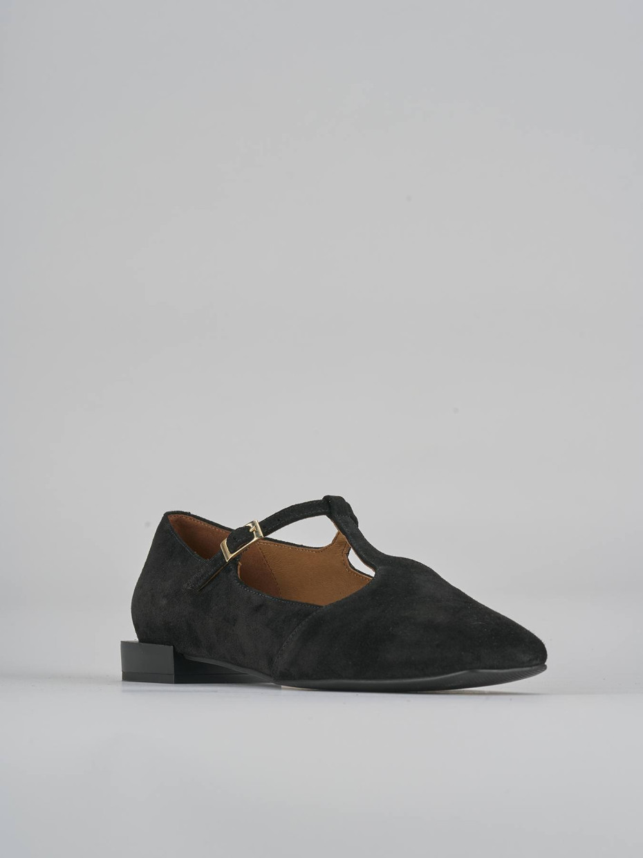 Ballerine tacco 1cm camoscio nero