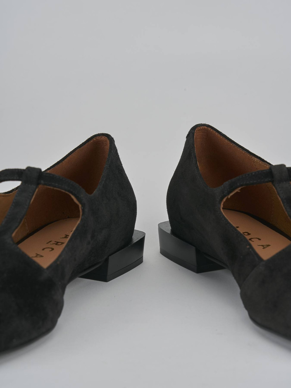 Ballerine tacco 1cm camoscio nero