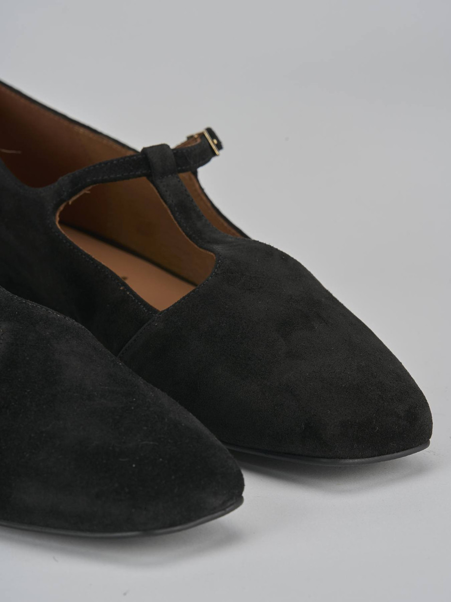 Ballerine tacco 1cm camoscio nero