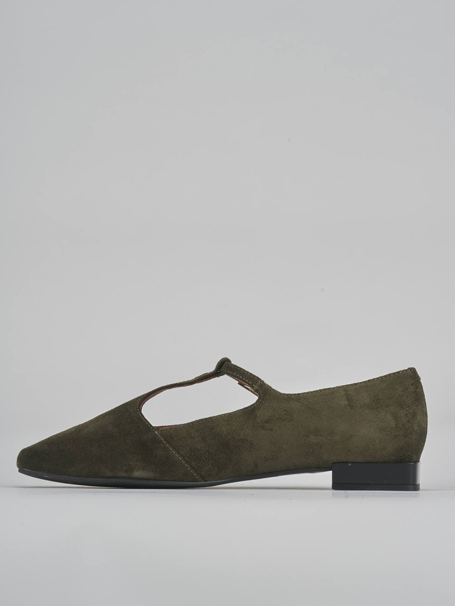Ballerine tacco 1cm camoscio verde