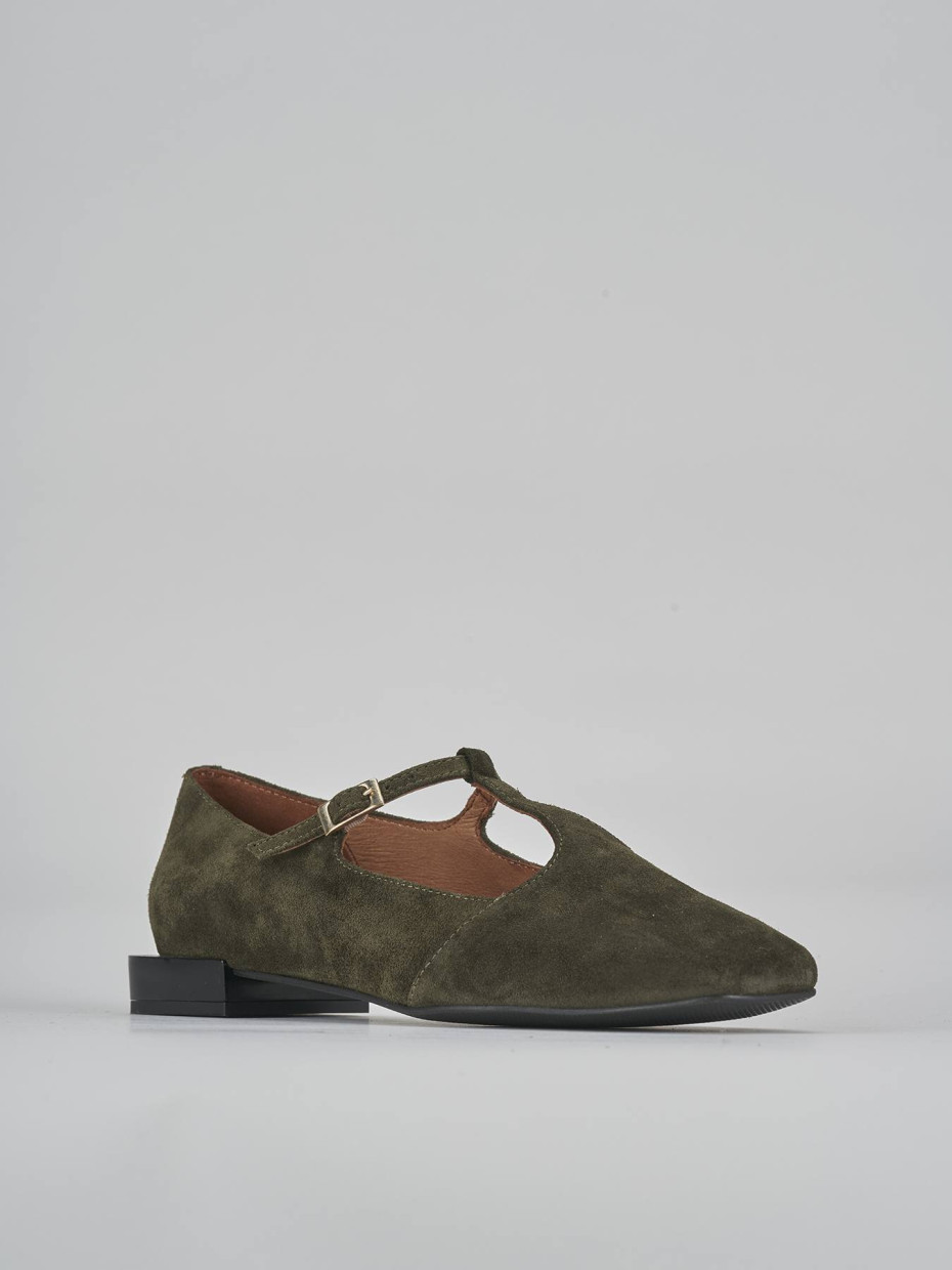 Ballerine tacco 1cm camoscio verde