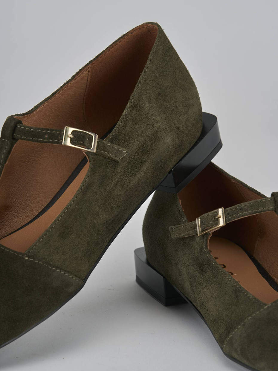 Ballerine tacco 1cm camoscio verde