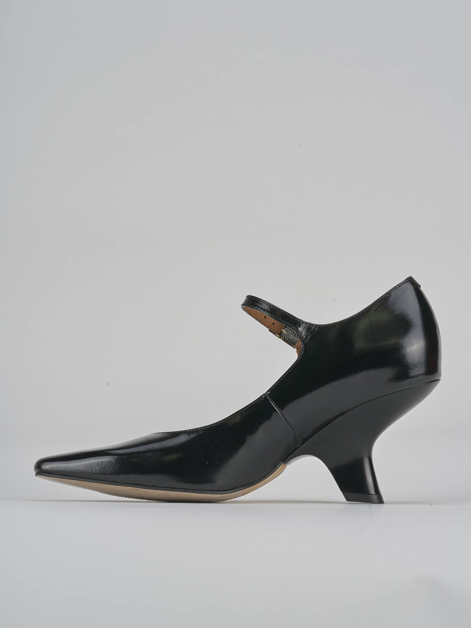 Décolleté e slingback tacco 6cm pelle nero