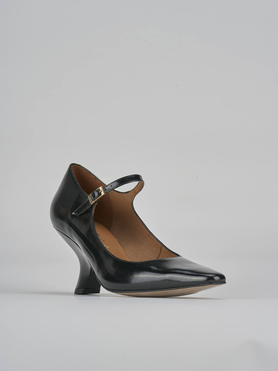 Décolleté e slingback tacco 6cm pelle nero