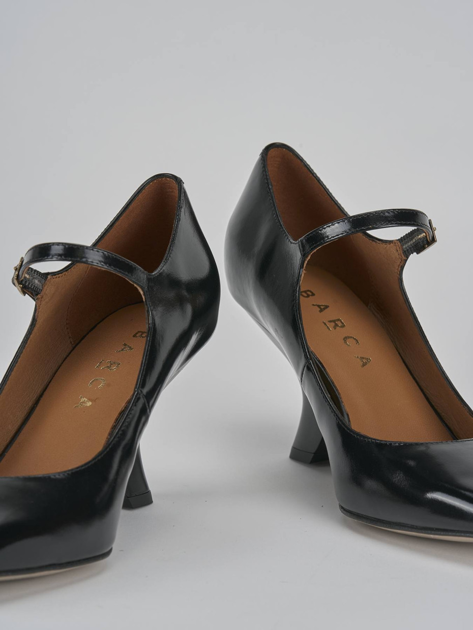 Décolleté e slingback tacco 6cm pelle nero