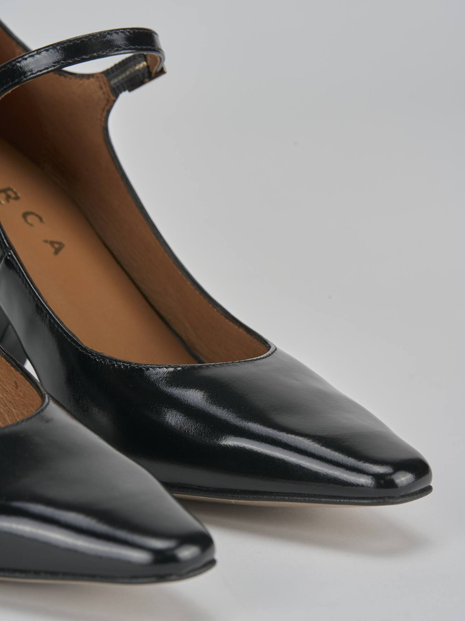 Décolleté e slingback tacco 6cm pelle nero