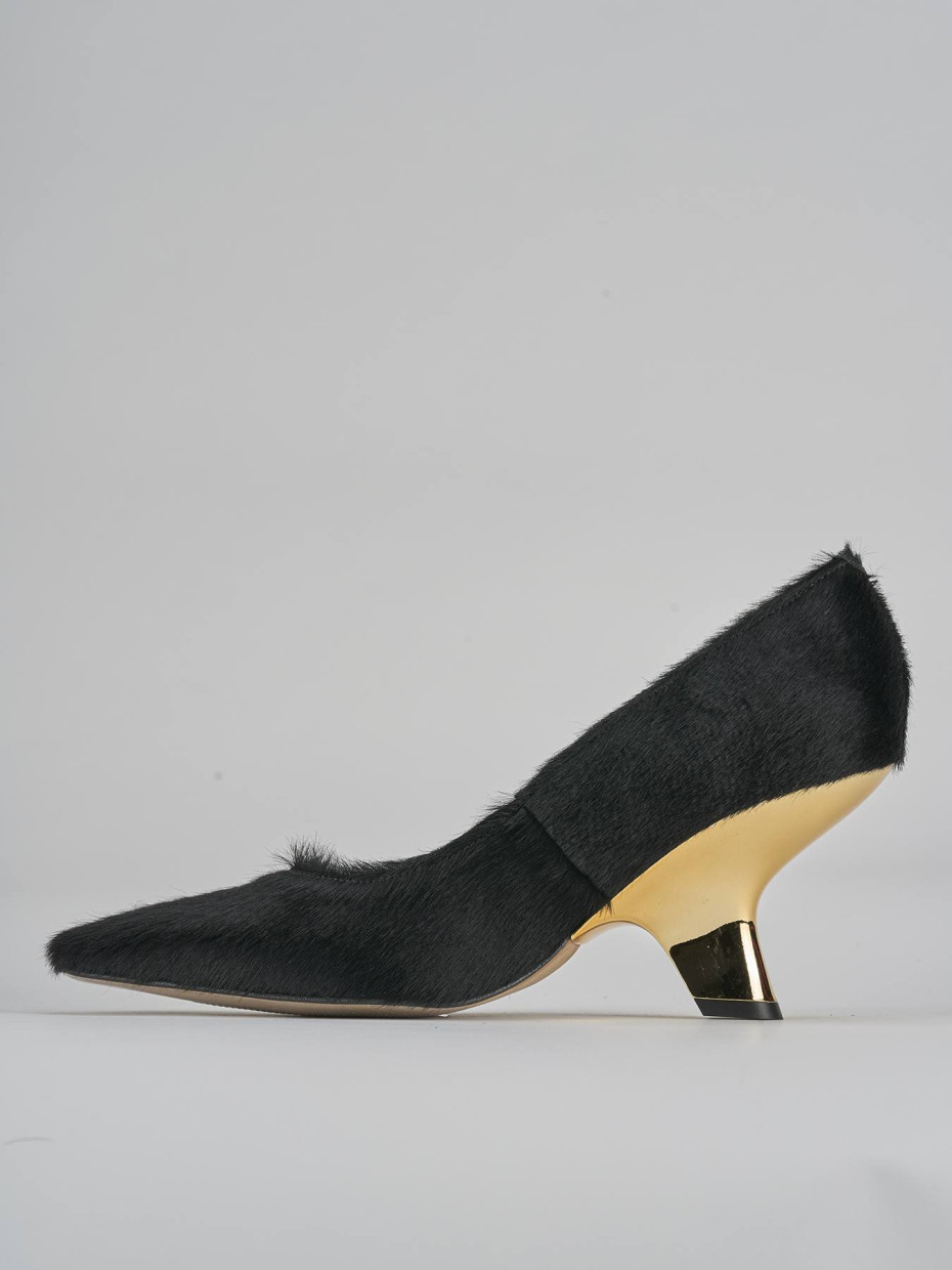 Décolleté e slingback tacco 6cm pelle nero