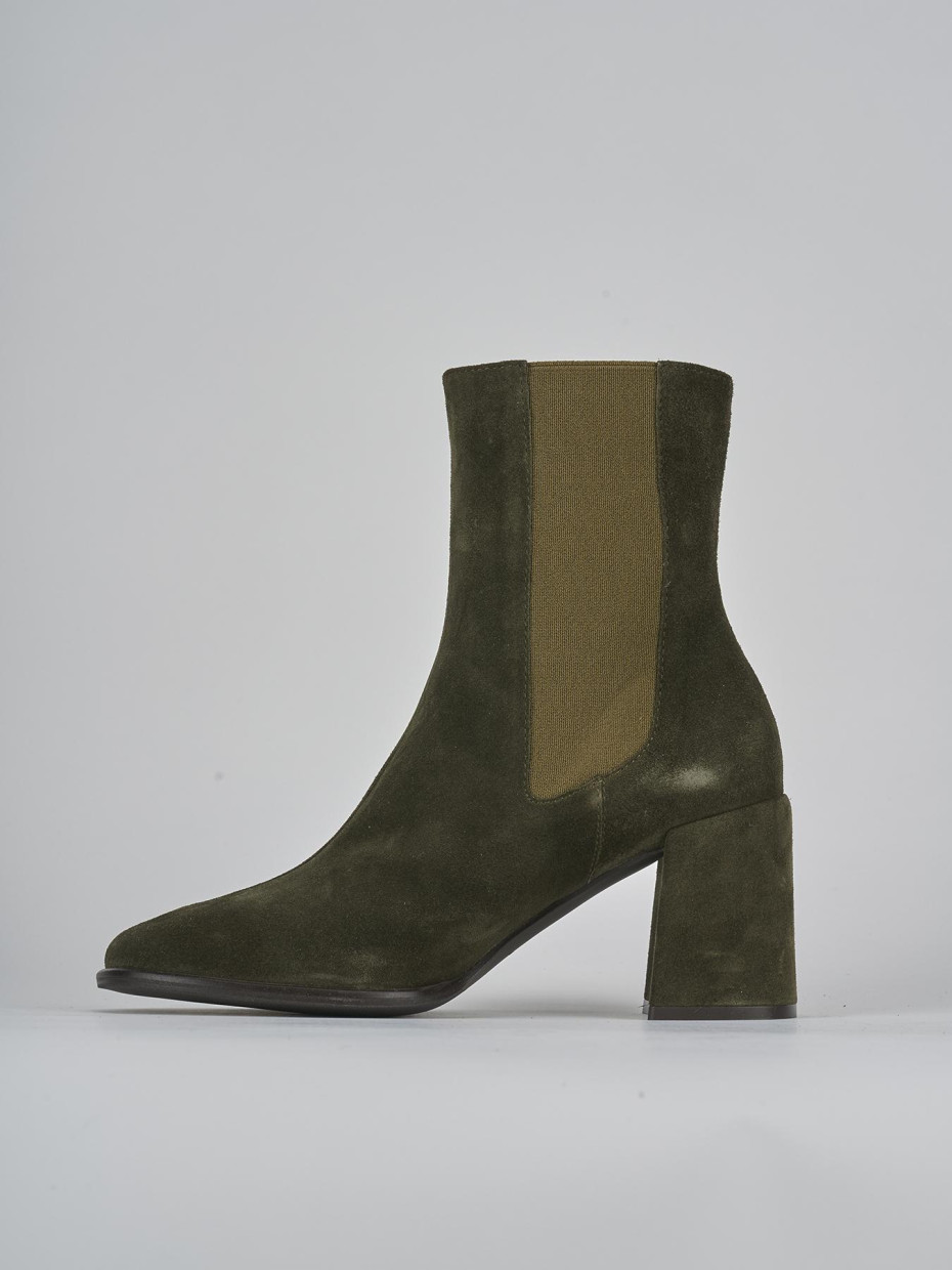 Stivaletti tacco 7cm camoscio verde