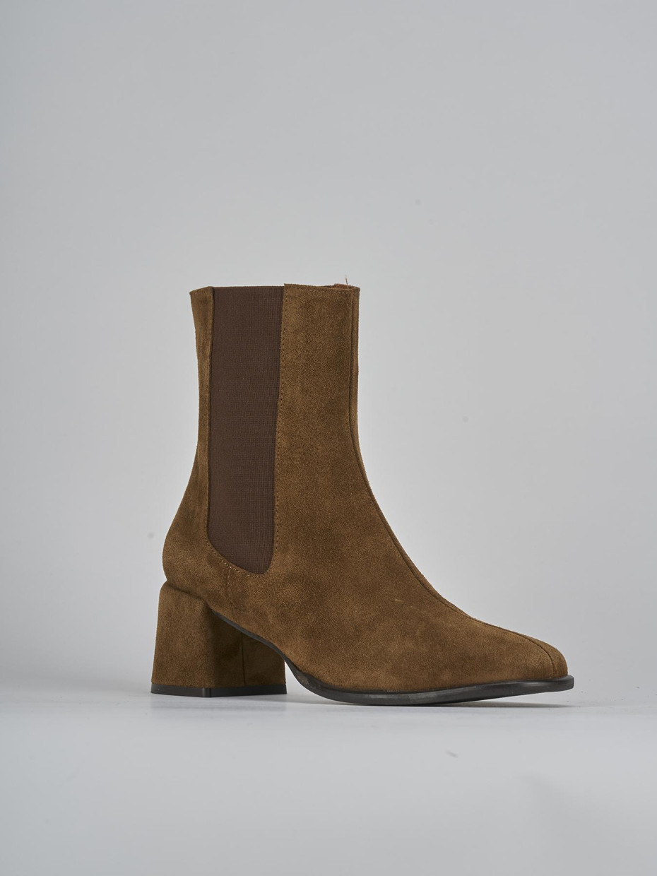 Stivaletti tacco 5cm camoscio marrone