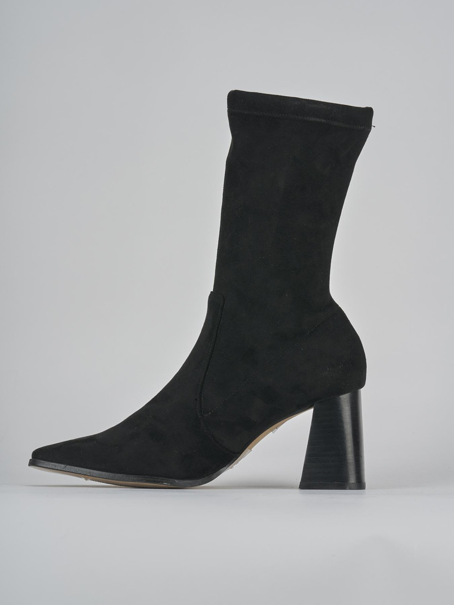 Stivaletti tacco 7cm camoscio nero