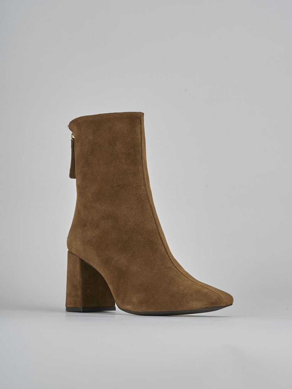 Stivaletti tacco 7cm camoscio marrone