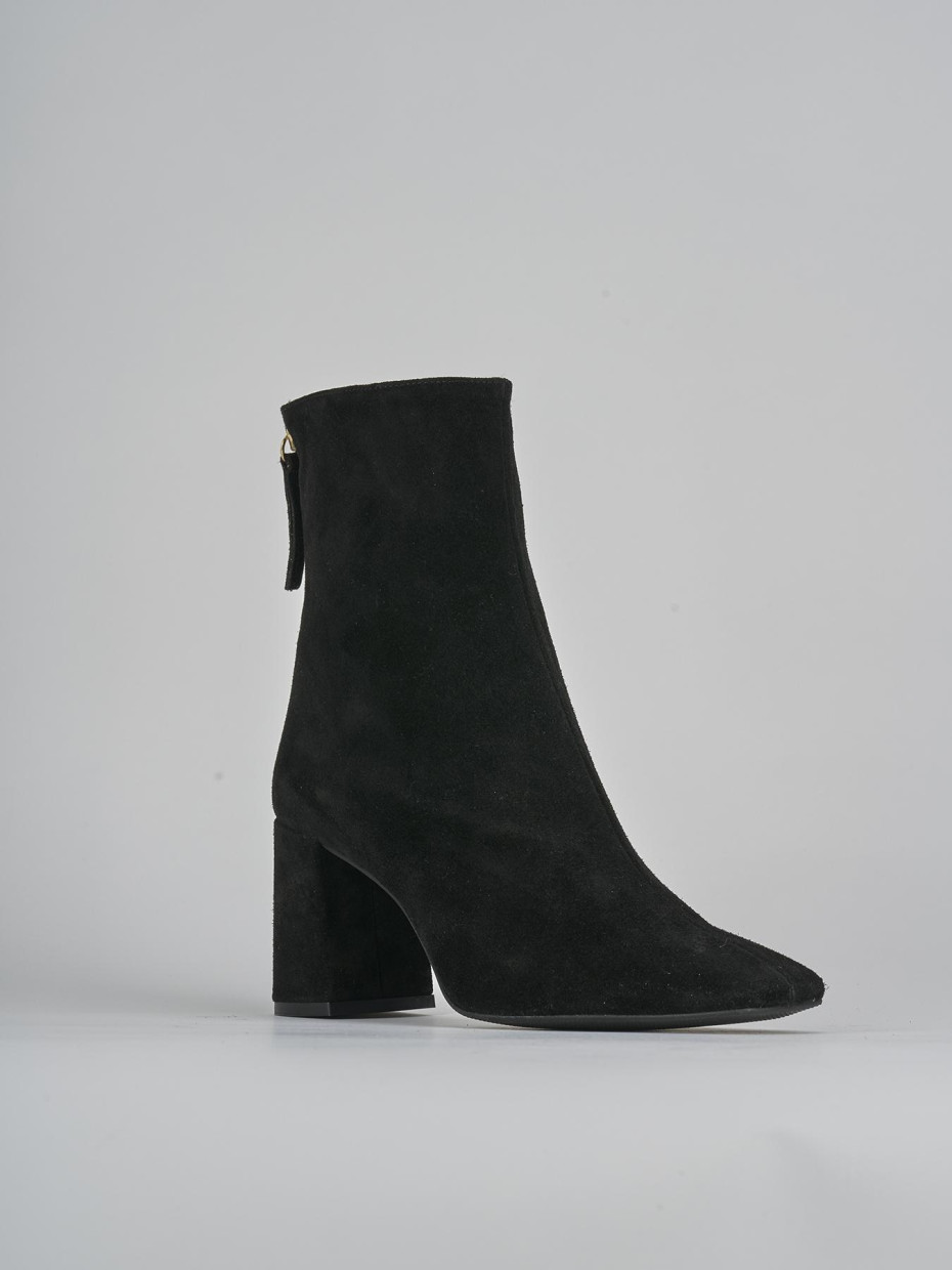 Stivaletti tacco 7cm camoscio nero