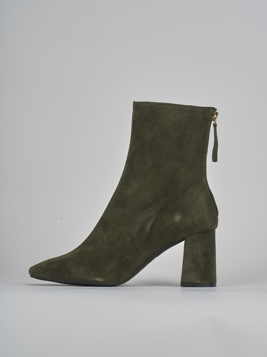 Stivaletti tacco 7cm camoscio verde