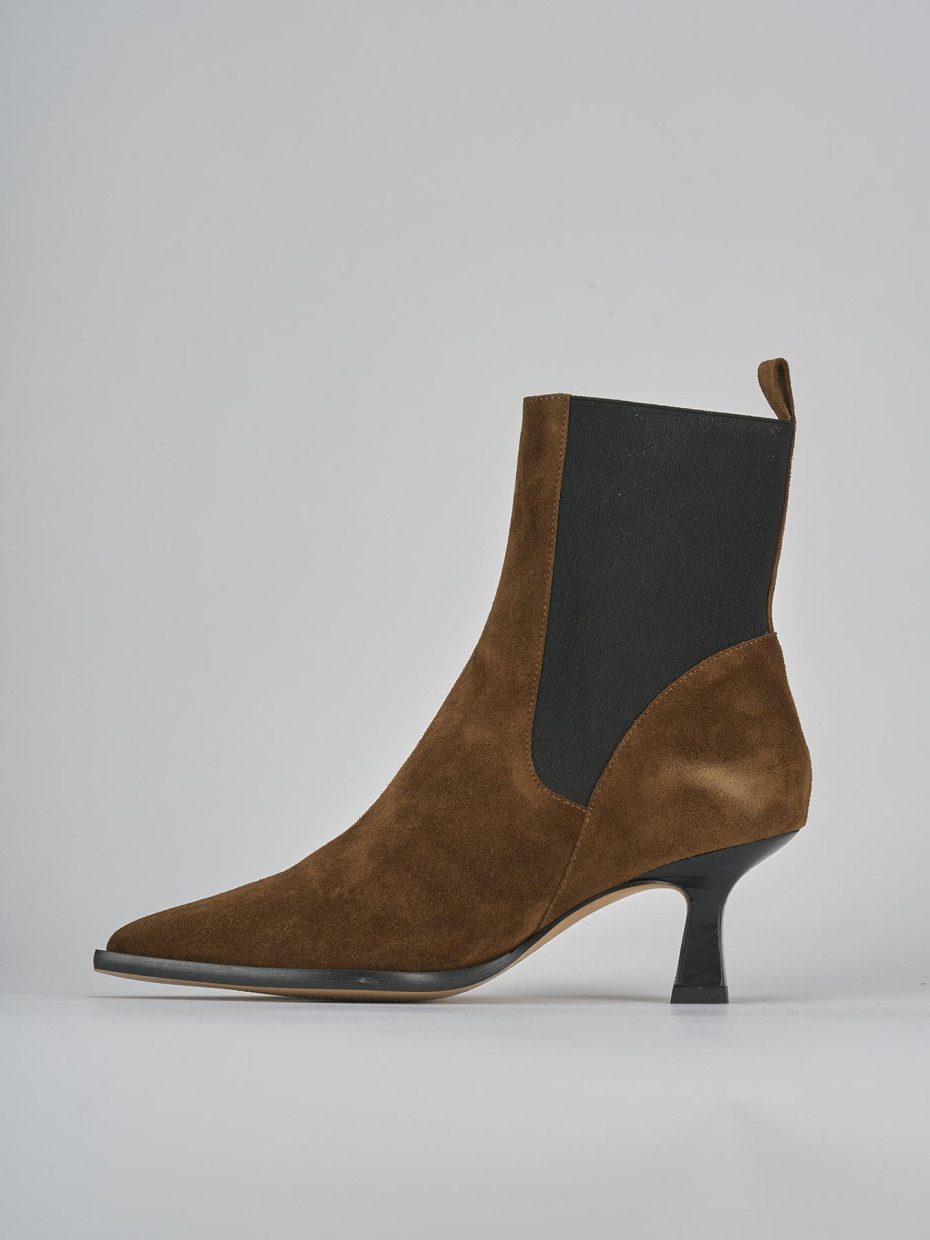 Stivaletti tacco 5cm camoscio marrone