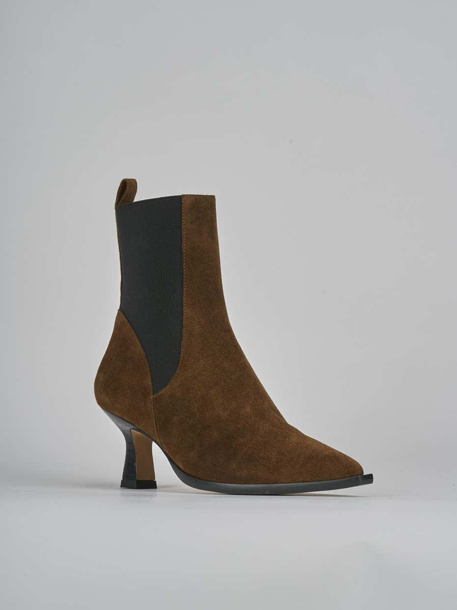 Stivaletti tacco 5cm camoscio marrone