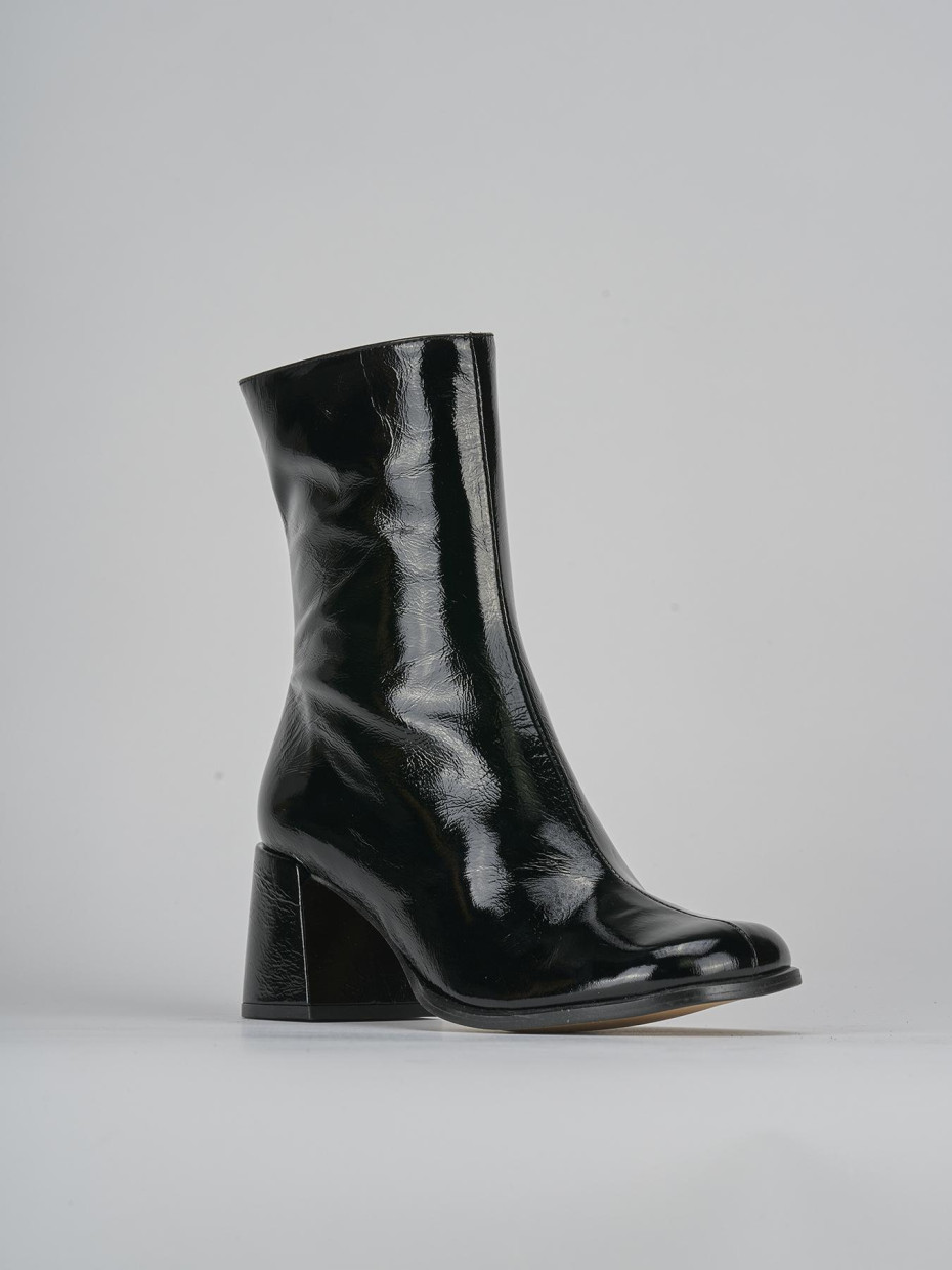 Stivaletti tacco 5cm vernice nero