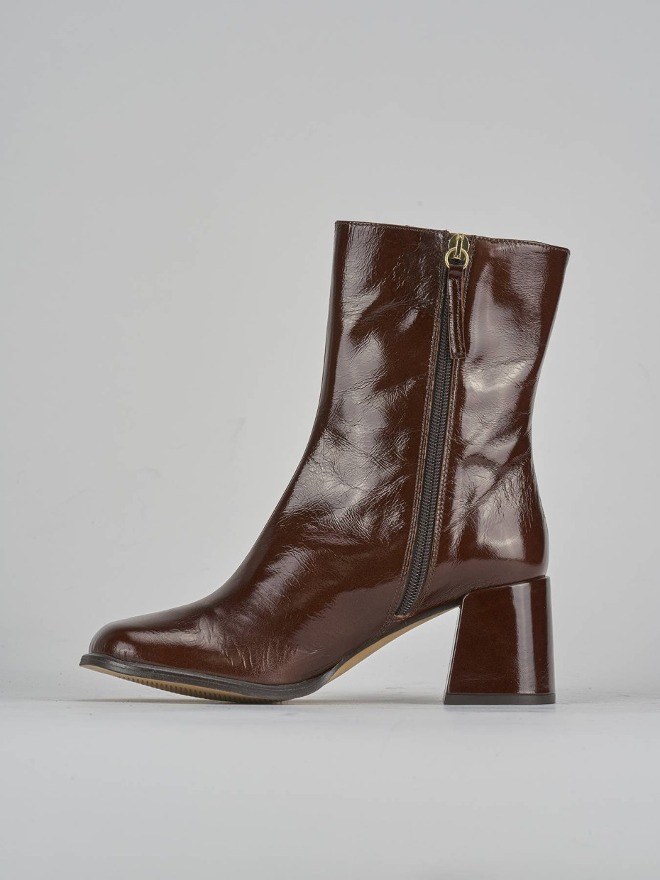 Stivaletti tacco 5cm vernice testa
