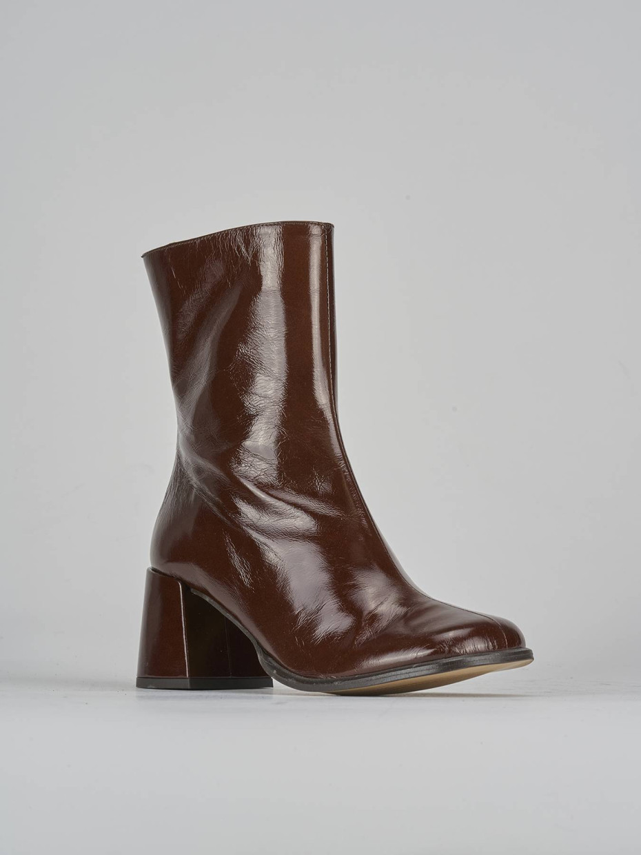 Stivaletti tacco 5cm vernice testa