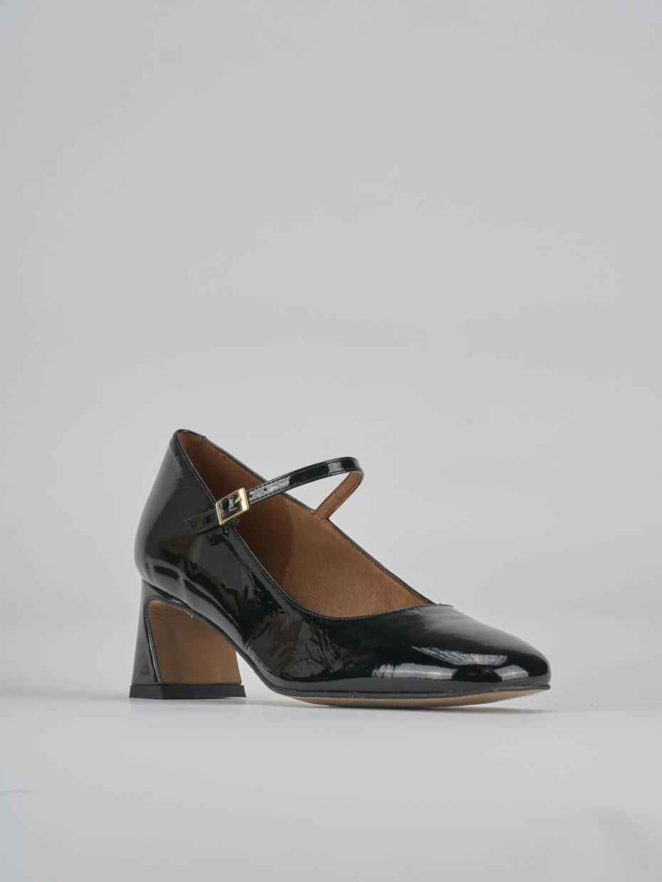Décolleté e slingback tacco 5cm vernice nero