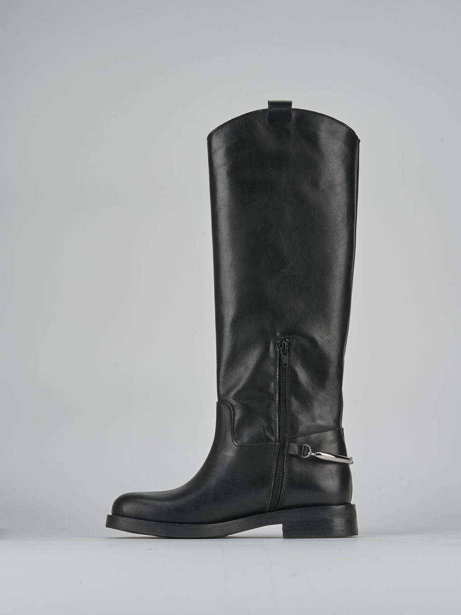Stivali tacco 2cm pelle nero