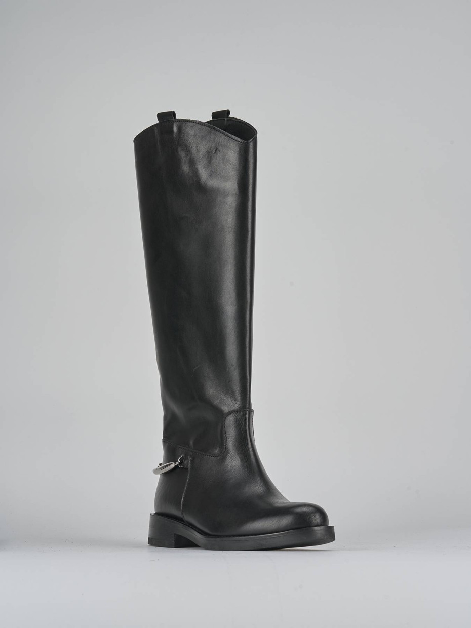 Stivali tacco 2cm pelle nero