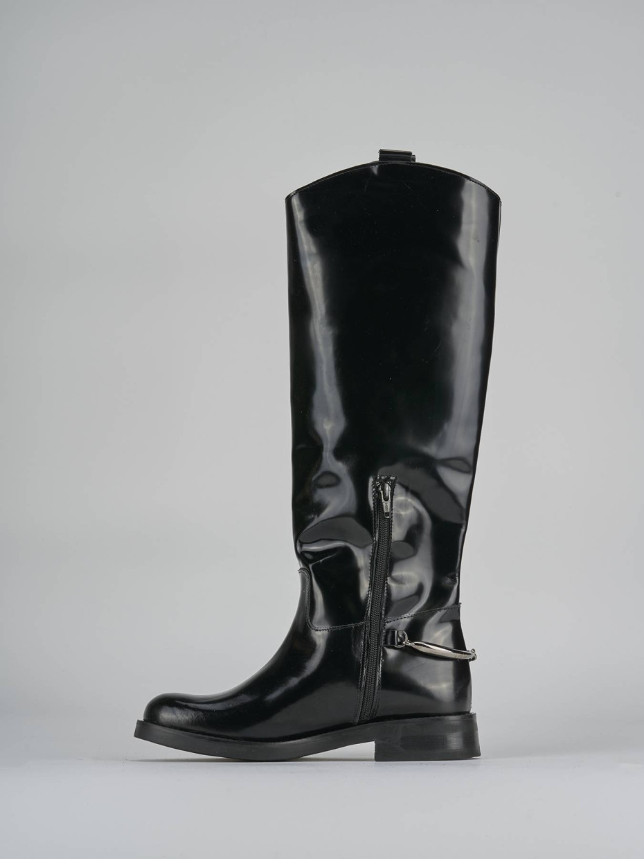Stivali tacco 2cm pelle nero