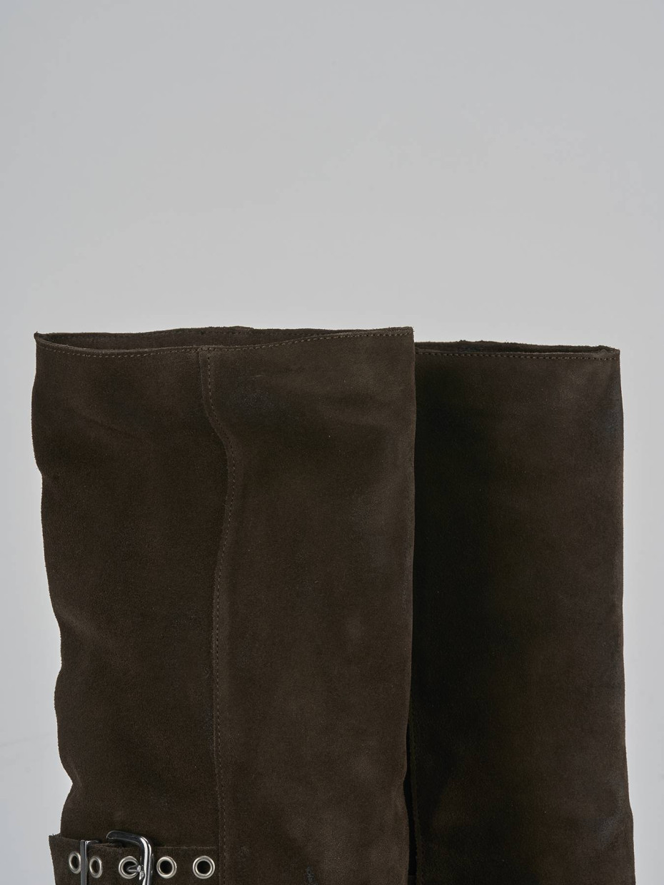 Stivali tacco 7cm camoscio testa
