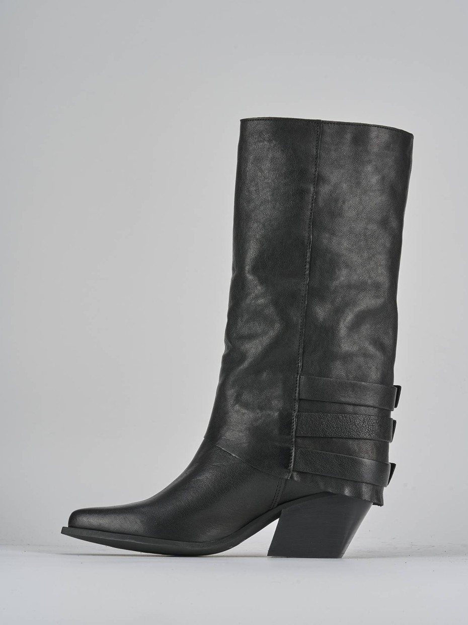Stivali tacco 7cm pelle nero
