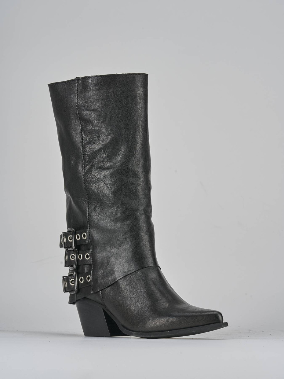 Stivali tacco 7cm pelle nero