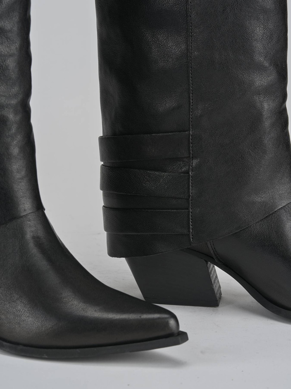 Stivali tacco 7cm pelle nero