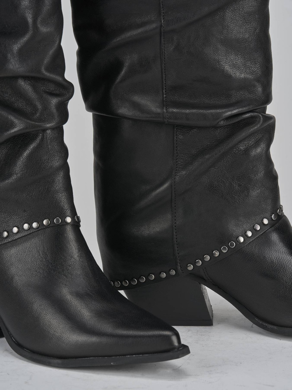 Stivali tacco 8cm pelle nero