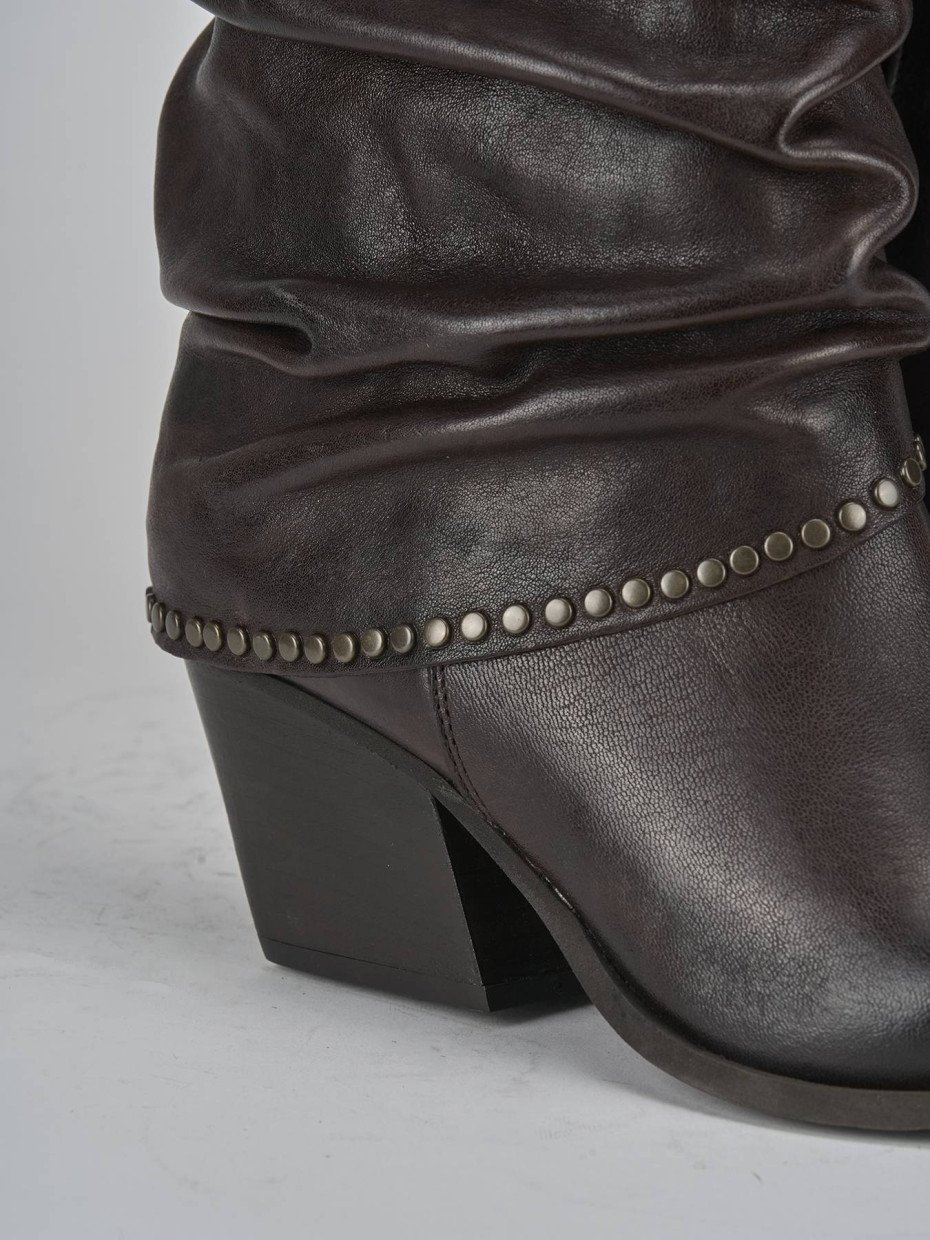 Stivali tacco 8cm pelle testa