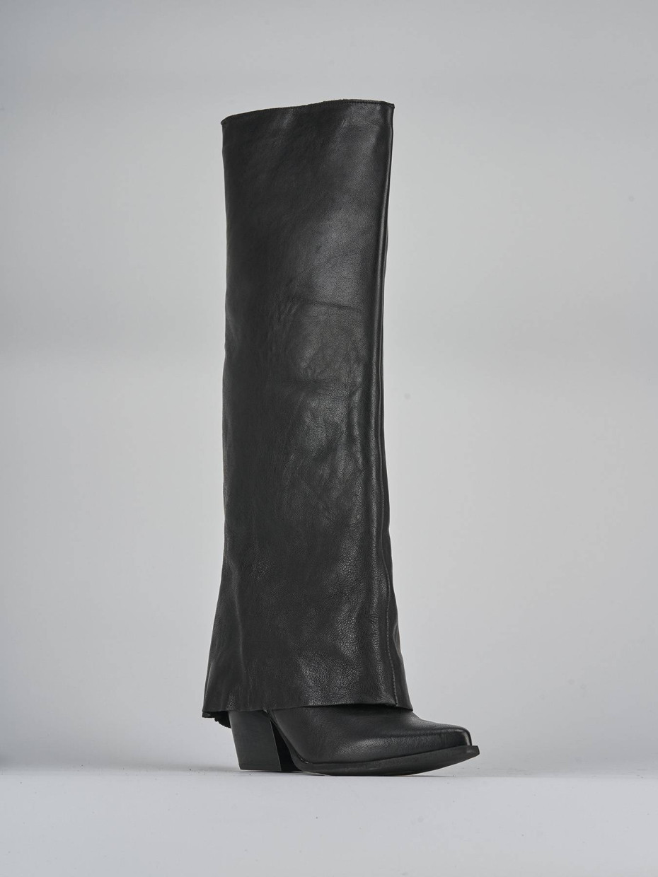 Stivali tacco 6cm pelle nero