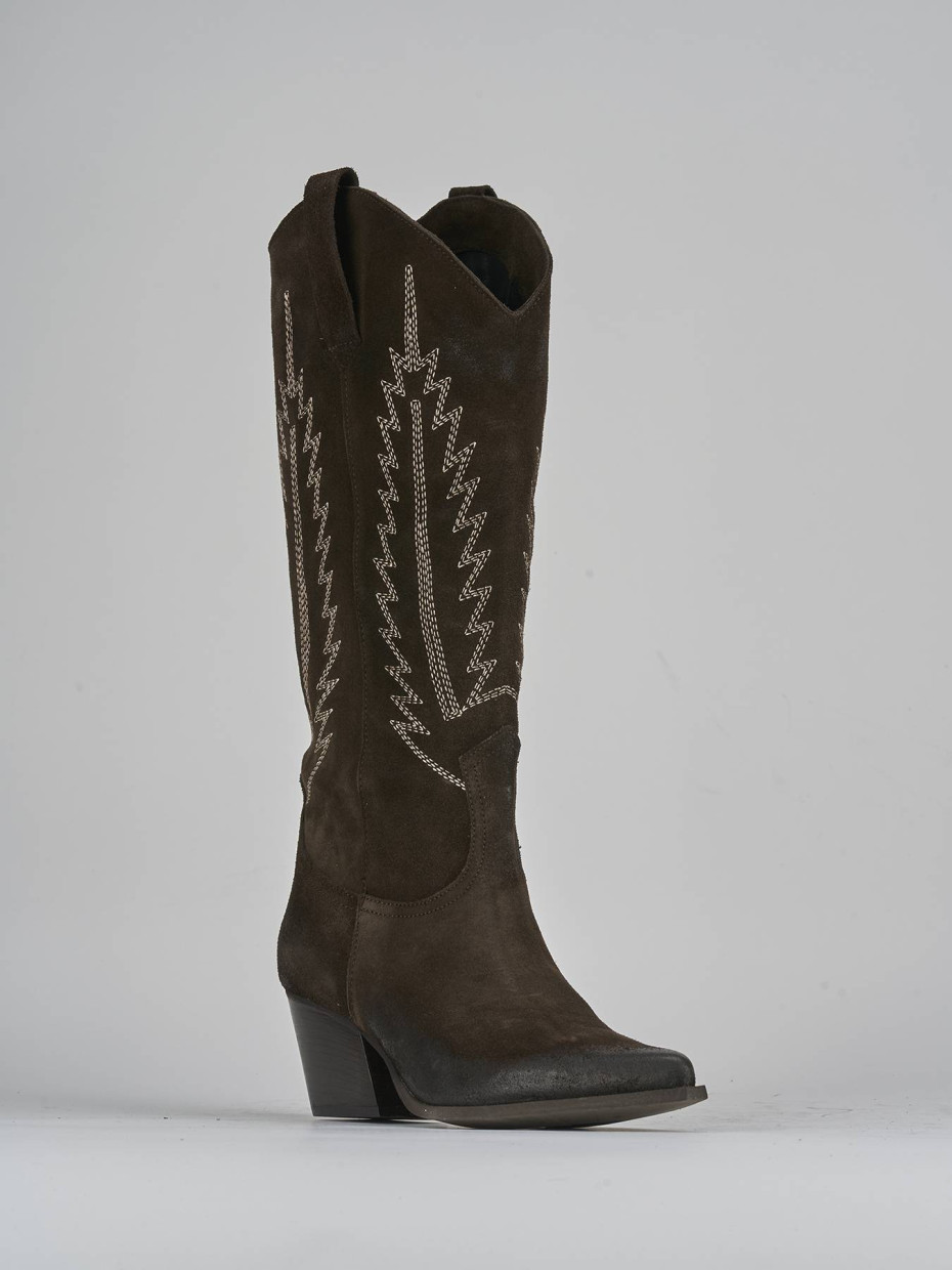 Stivali tacco 7cm camoscio testa