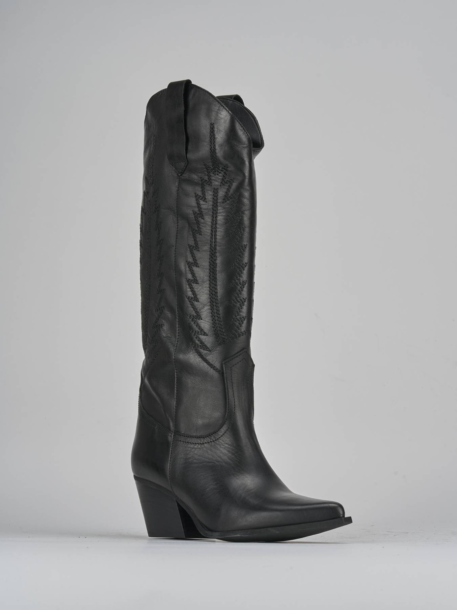 Stivali tacco 7cm pelle nero