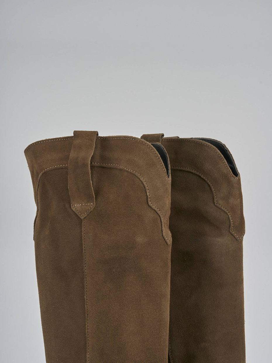Stivali tacco 7cm camoscio beige