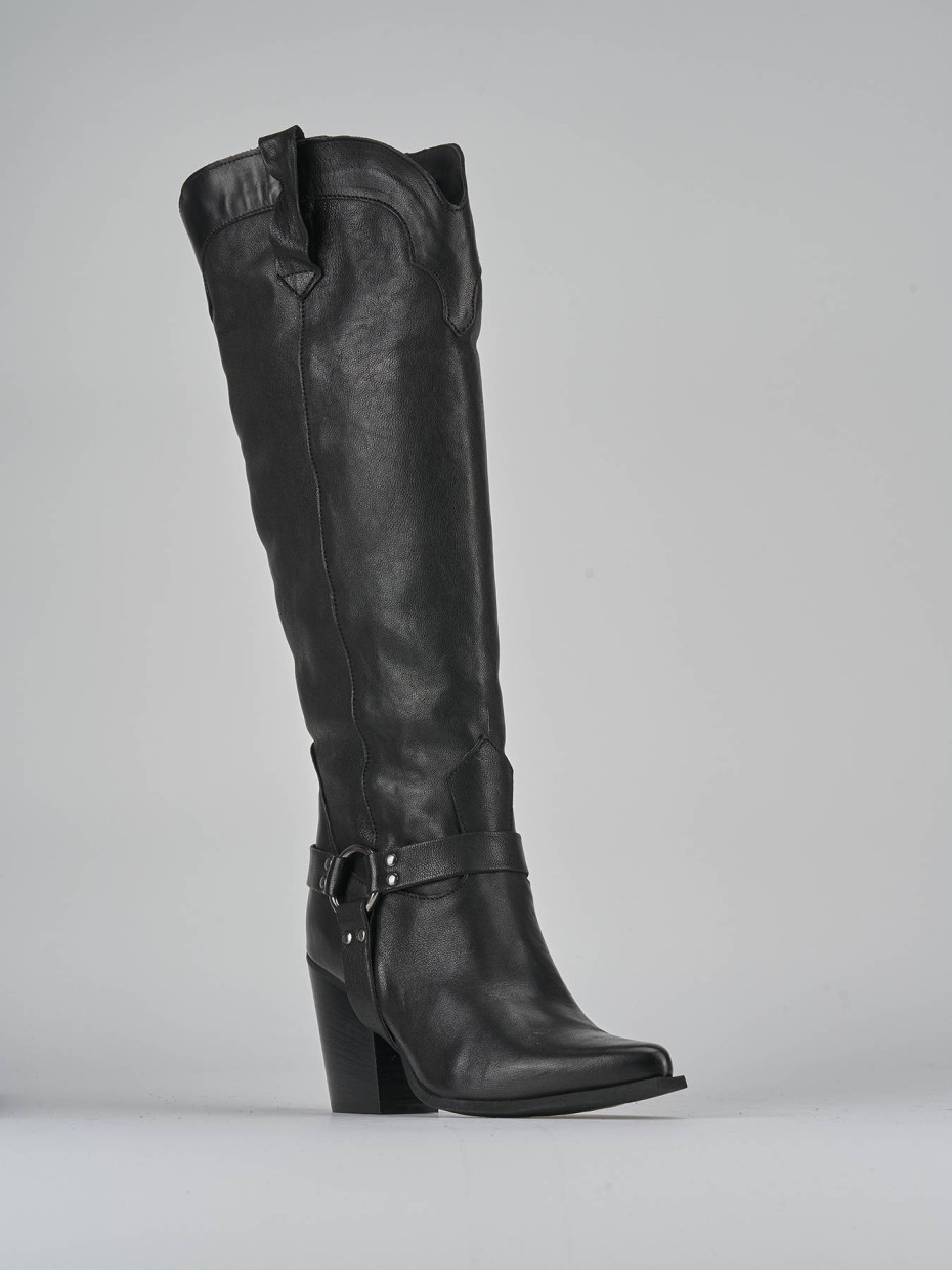 Stivali tacco 7cm pelle nero