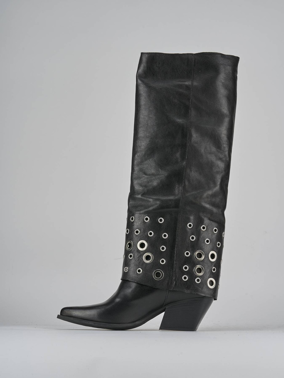 Stivali tacco 6cm pelle nero
