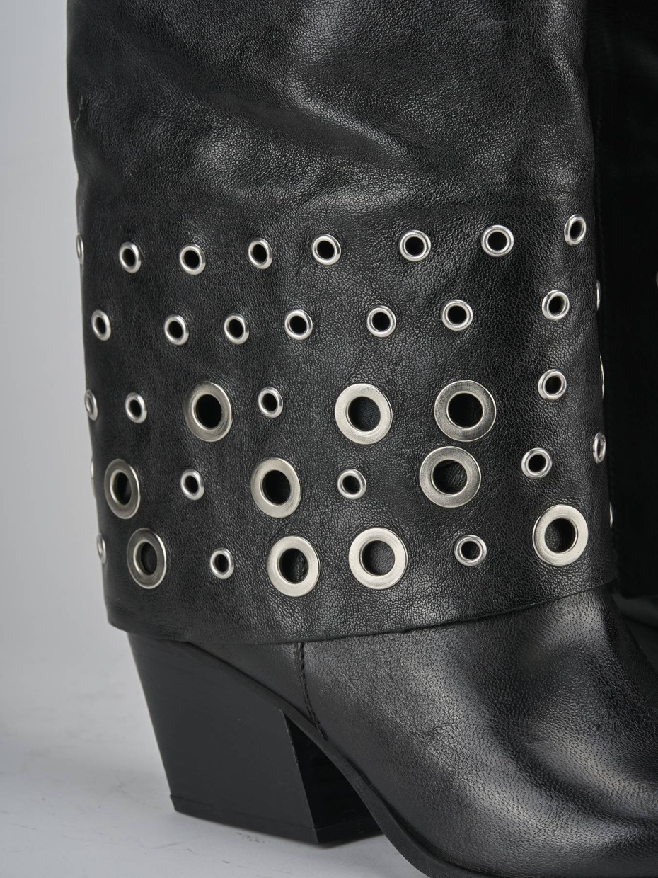 Stivali tacco 6cm pelle nero