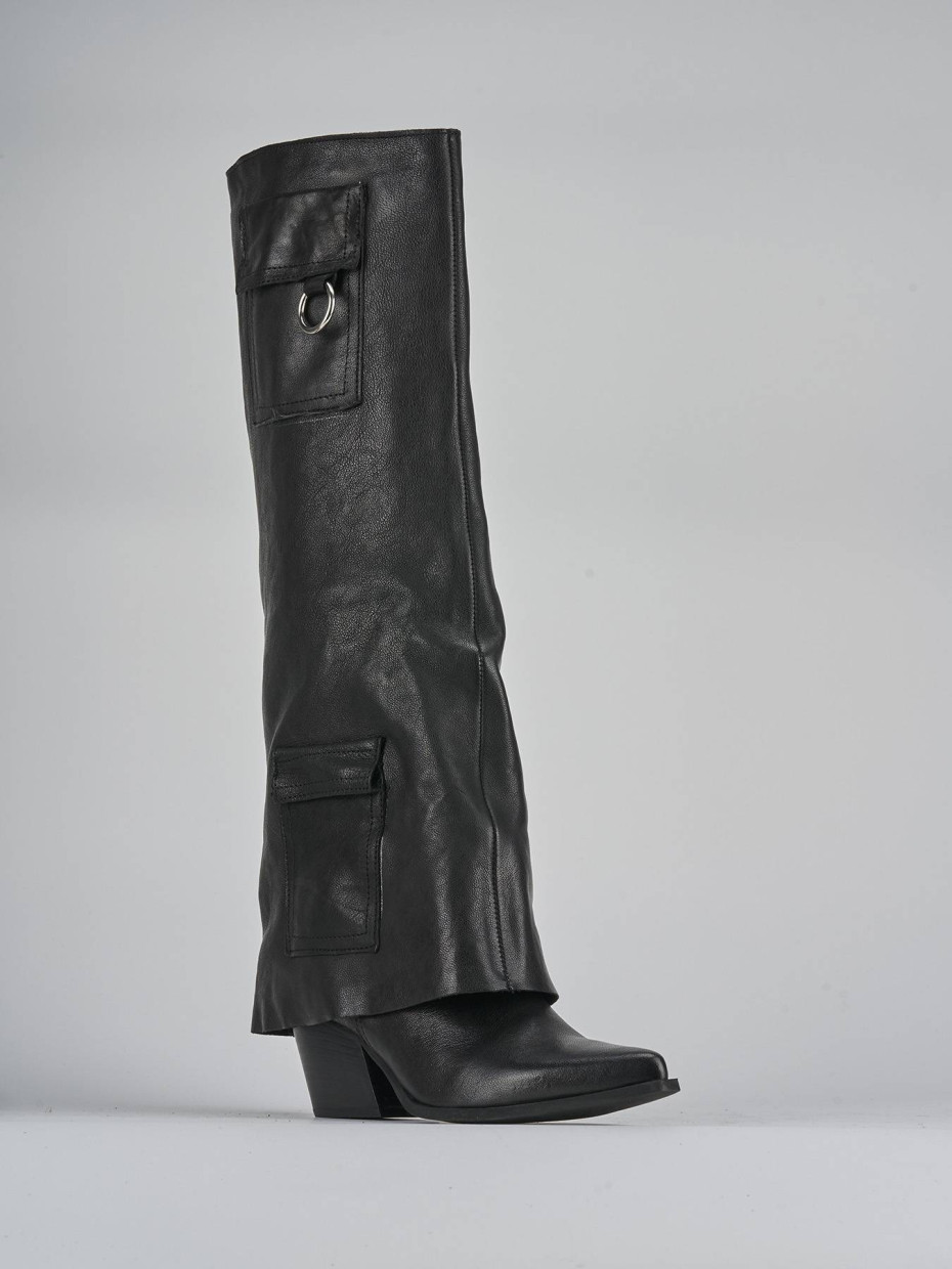 Stivali tacco 7cm pelle nero
